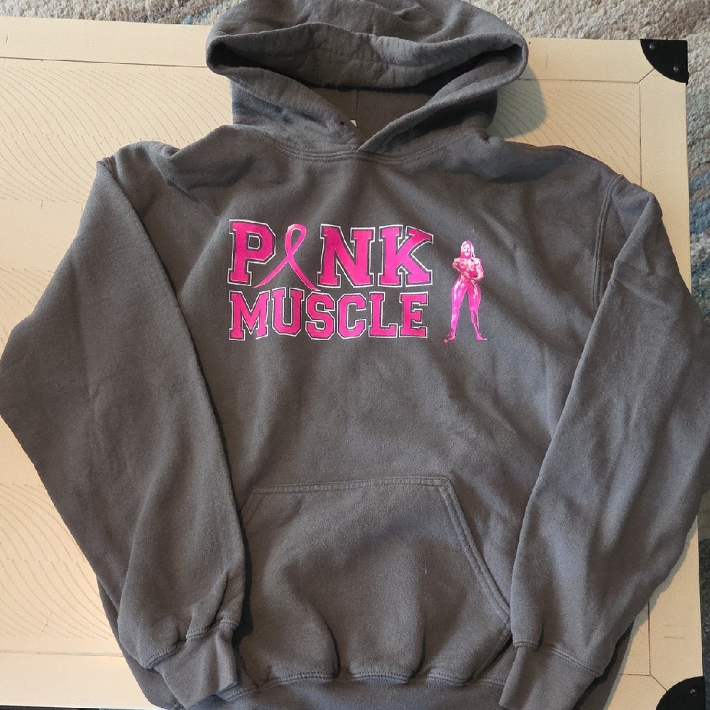 Gildan Gray Hoodie with Pink Graphic